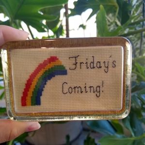 Vintage Rainbow "Friday's Coming" Paperweight
